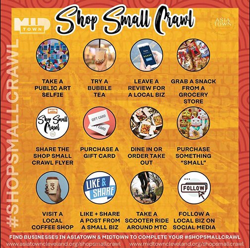Neighborhoods like MidTown and AsiaTown are teaming up for a month-long #ShopSmallCrawl, encouraging shoppers to take on six “challenges” that range from trying a bubble tea to leaving an online review for a neighborhood business.